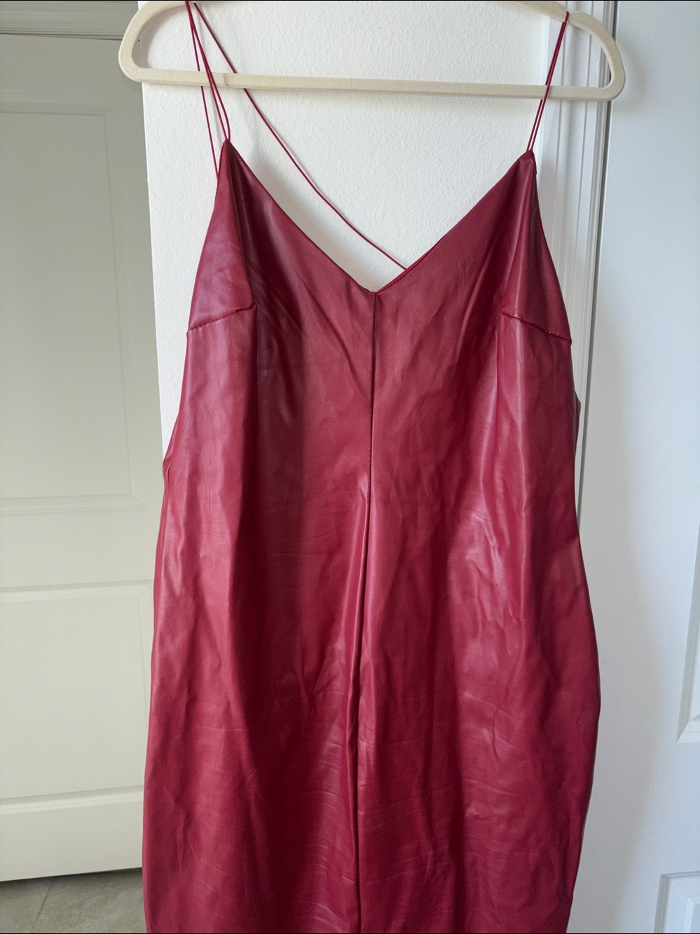 Fashion Nova Red Faux Leather Midi Slip Dress - Picture 2 of 5